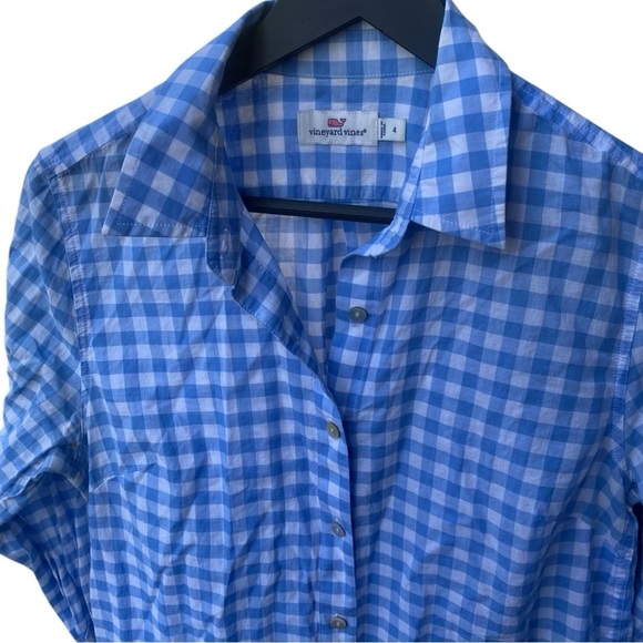 Vineyard Vines Blue Gingham Check Shirt Button Front Long Sleeve I Size: 8 - Picture 5 of 9
